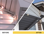 GlowTrax aluminum track before and after — clean roofline install vs plastic clip mounting for Govee permanent outdoor lights