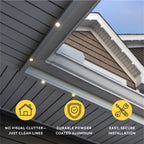 GlowTrax aluminum track on roofline — no visual clutter, durable powder-coated aluminum, easy secure installation for Govee permanent outdoor lights